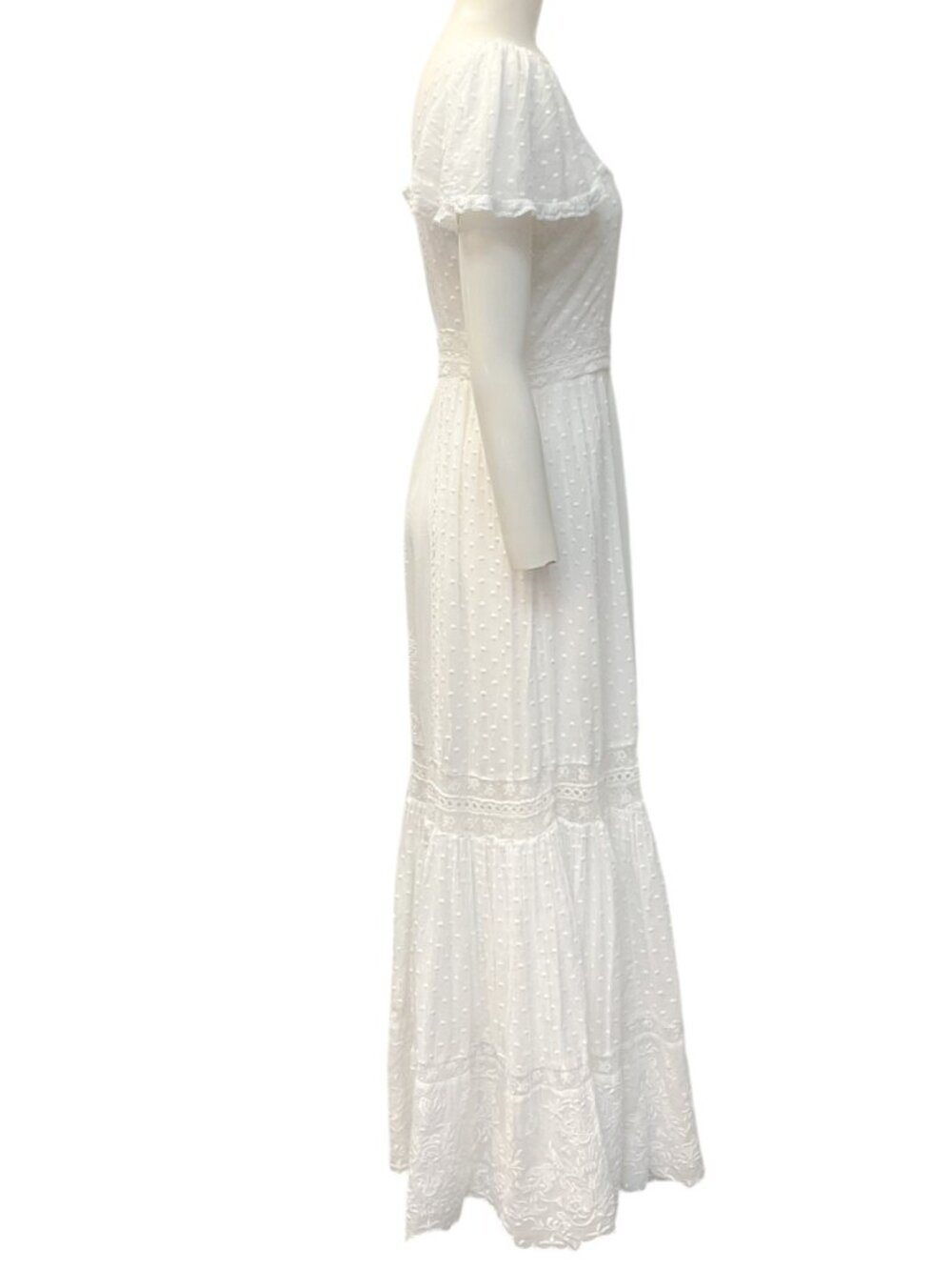 Love Shack Fancy White Cotton Flutter Sleeve Norma Maxi Dress - Picture 2 of 4